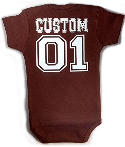 Book Cover Baby Football with Custom Personalized Back Lettering Bodysuit Outfit Brown Unisex (3-6 Months (Small))