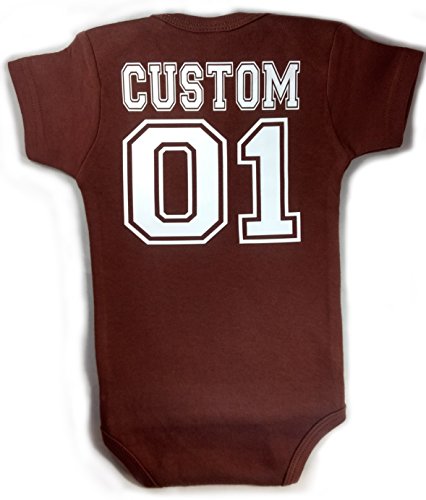 Baby Football with Custom Personalized Back Lettering Bodysuit Outfit Brown Unisex (3-6 Months (Small))
