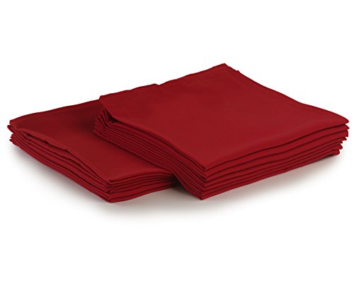 Yourtablecloth Cloth Dinner Napkins100% Spun Polyester with Hemmed Edges 20x 20 Set of 12 (Red)