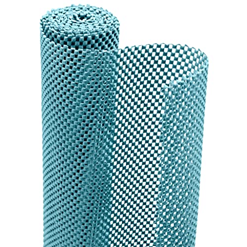 Smart Design Premium Grip Shelf Liner - 18 Inch x 8 Feet - Non Adhesive, Strong Grip Bottom, Easy Clean Kitchen Drawer, Cabinet, Cupboard Dresser Protector Cover, Non Slip Rubber Mat - Teal Blue