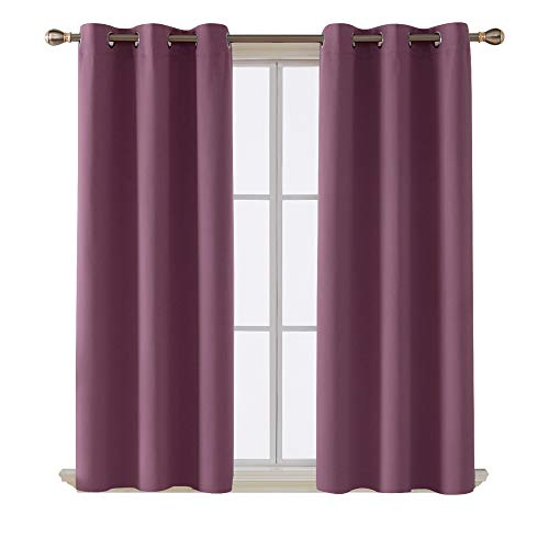 Book Cover Deconovo Room Darkening Thermal Insulated Blackout Grommet Window Curtain Panel for Bedroom Dry Rose 42x63-inch,1 Panel