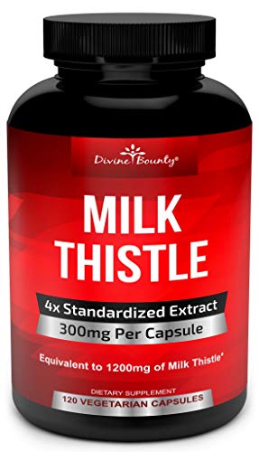 Pure Milk Thistle Capsules Supplement - A Potent 1200mg Milk Thistle Supplement with 4X Concentrated Extract (Standardized) 120 Vegetarian Capsules