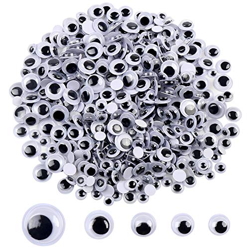 Book Cover DECORA 500 Pieces 6mm -12mm Black Wiggle Googly Eyes with Self-Adhesive