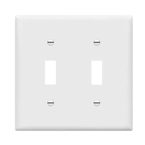 ENERLITES Toggle Light Switch Wall Plate, Size 2-Gang 4.50" x 4.57", Unbreakable Polycarbonate Thermoplastic, 8812-W, White