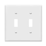 ENERLITES Toggle Light Switch Wall Plate, Size 2-Gang 4.50" x 4.57", Unbreakable Polycarbonate Thermoplastic, 8812-W, White