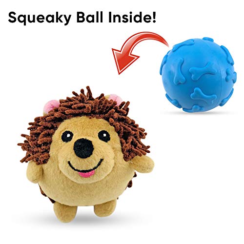 Dizzy Hedgehog Dog Toy with Rubber Squeaky Ball Inside and No Stuffing