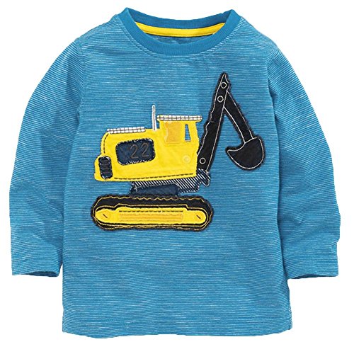 Frogwill Toddler Boys Excavator Long Sleeve Cartoon T Shirt Size 2-7 Years