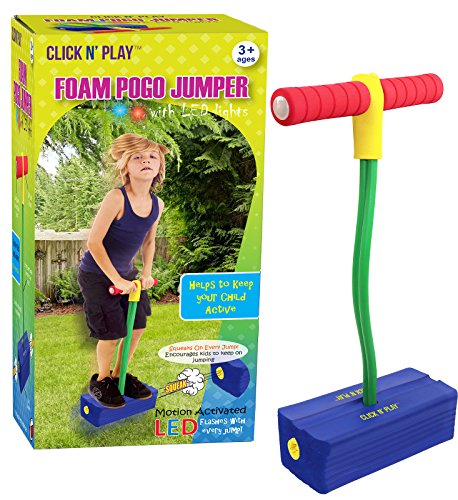 Book Cover Click n' Play Foam Pogo Jumper - Makes Squeaky Sounds with Flashes LED Lights