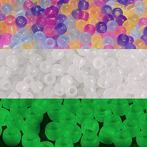 Miraclekoo 1000 Pcs UV Beads Color Changing Beads UV Reactive Plastic Luminous Pony Beads, Glows in The Dark Bead, Fun for Jewelry/Bracelets Making