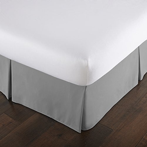 Book Cover Southshore Fine Linens - VILANO Springs - 15 inch Drop Pleated Bed Skirt, Steel Grey, King