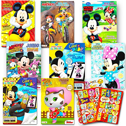 Book Cover Disney Coloring Books For Kids Toddlers Bulk Set -- 8 Books and Sticker Pack (Mickey Mouse, Minnie Mouse and More!)