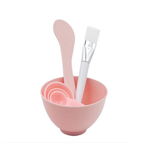 Girls Women Face Facial Skin Care DIY Homemade Mask Bowl Mask Bowl Gauge Stick Brush Powder Puff Set Facemask Mixing Tool Sets Bowl Stick Brush Gauge Cleaning Mat 6 in 1 Set Pink