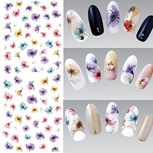 AMA(TM) 12 Sheets Water Transfer Nail Art Stickers 3D Design Manicure Tips Decal Decor Nail Tips Decorations (Multicolor)