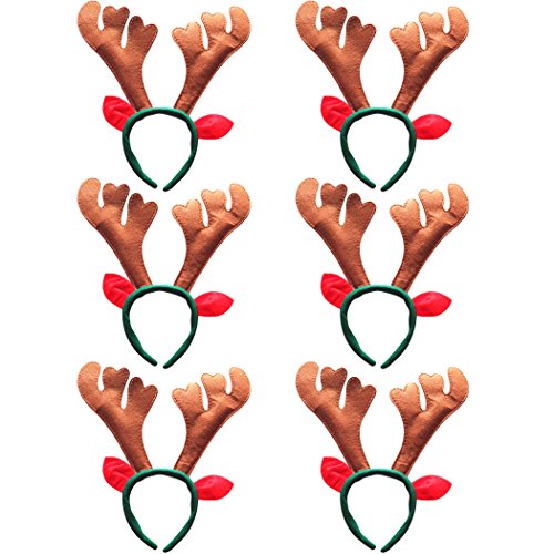 Reindeer Headband Outgeek 6pcs Reindeer Antlers Headband Deer Party Hats for Easter Halloween Christmas Kid's Party