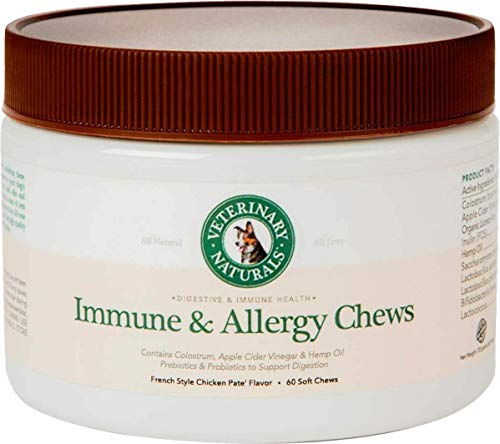 Veterinary Naturals - Immune & Allergy Chews - Probiotic Dog Treats - 60 Soft Chews - Allergy Relief from Food & Environmental Allergies, Help Improve Skin & Coat, Boost Overall Health