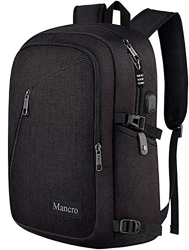 Business Travel Laptop Backpack, Anti Theft Slim Laptop Bookbag with USB Charging Port for men and women, Water Resistant College School Computer Bag Fits 15.6 Inch Laptop and Notebook (Black)