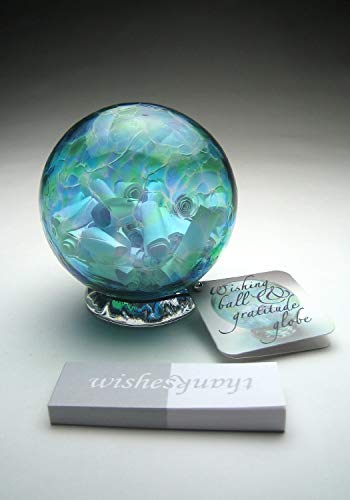 Book Cover Handblown Wishing and Gratitude Globe (Blue and Green)