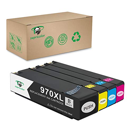 Supricolor Repalcement 970xl 971xl Ink Cartridges, (1Black, 1Cyan, 1Yellow, 1Magenta) Compatible for Officejet Pro X576dw X476dw X476dn X451dn X451dw X551dw Printer
