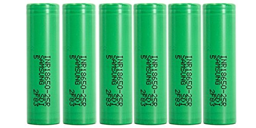 Samsung SDI inr18650–25R Batterie, linimncoo2 3,6 V, 2500 mAh (6 pièces)