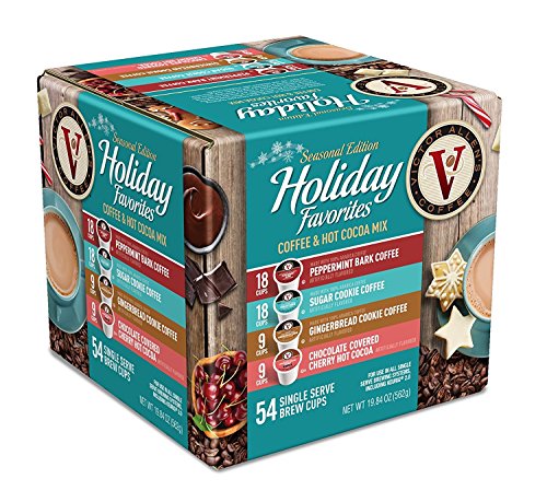 Book Cover Victor Allen Coffee Holiday Favorites Coffee & Hot Cocoa Mix Single Serve K-Cup, 54 Count (Compatible with 2.0 Keurig Brewers)