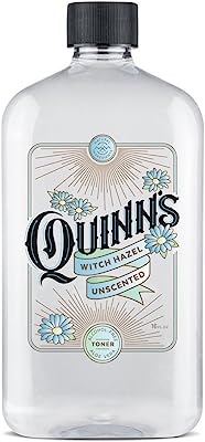 Quinn's Alcohol Free Witch Hazel 16 Ounce. Unscented Aloe Vera Natural Toner for Face and Skin (Unscented)