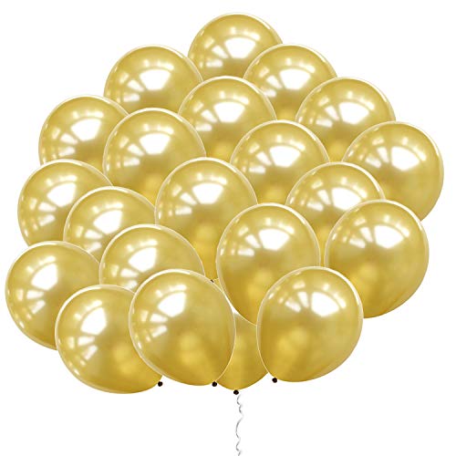 Eshanmu 100 pcs 12 inch Gold Pearl Latex Balloon