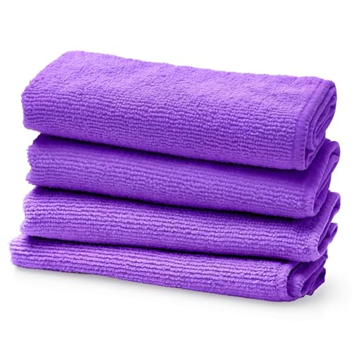 Screen Mom Screen Cleaner Purple Microfiber Cloths (4-Pack) - Microfiber Screens Cleaner Cloths, TV Cleaning Cloth for Electronic Cleaners, Laptop, Computer & Car Screens Cleaning Kit, TV Cleaners