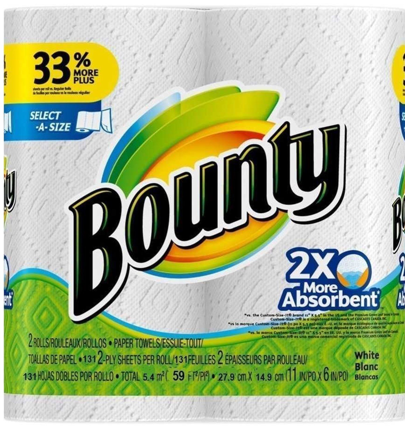 Book Cover Bounty Select-a-Size 2 x More Absorbent Paper Towels,11 x 5.9-Inches PLY SHEETS,White (PACK OF 2)