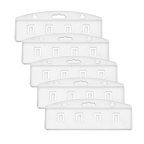 Outus Half Card Badge Holder, Horizontal, Frosted Rigid Plastic, 5 Pack
