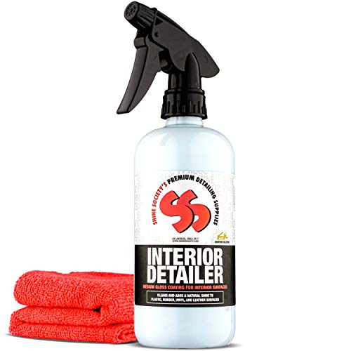 Shine Society Semi Gloss Interior Detailer for Vinyl, Plastic, Rubber, Leather and More, with Microfiber Towel Included (18 oz.)