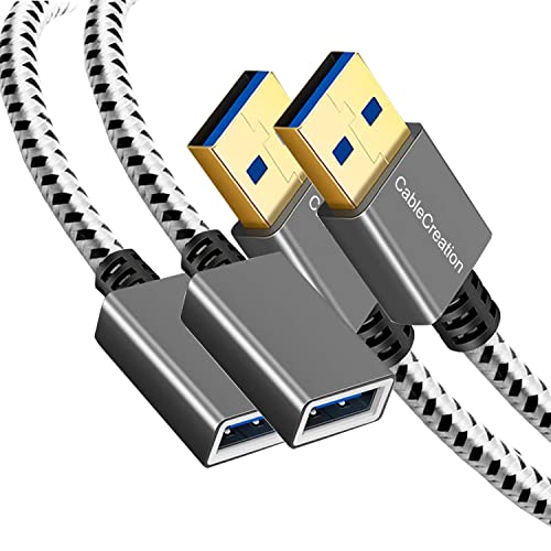 CableCreation [2-Pack] Short USB3.0 Extension Cable, USB 3.0 A Male to Female Extender for VR, Playstation, Xbox, Keyboard, Printer, Scanner Space Gray 1m