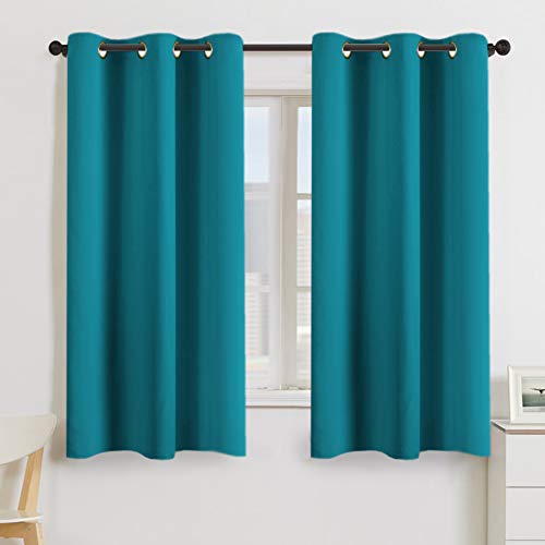 Book Cover Turquoize Teal Blackout Window Drapes Room Darkening Themal Insulated Grommet/Eyelet Top Nursery/Living Room Curtains for Bedroom/Living Room Each Panel 42