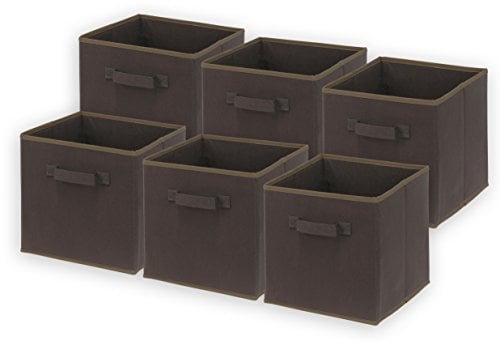 Book Cover SimpleHouseware Storage Bin Cube Foldable Organizer, Brown - Pack of 6