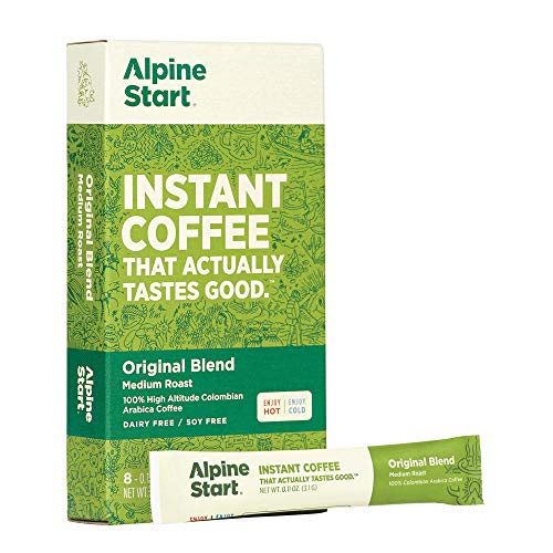 Book Cover Alpine Start Premium Instant Coffee Packets, Medium Roast Original Blend, 8 Single Serve Packets, Keto, 7.04 Ounce