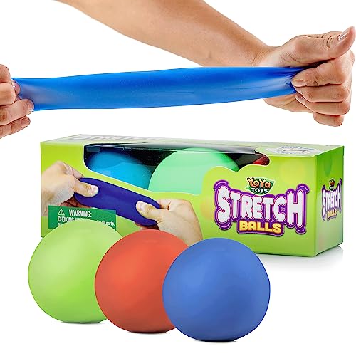 Book Cover Pull, Stretch and Squeeze Stress Balls by YoYa Toys - 3 Pack - Elastic Construction Sensory Balls - Ideal for Stress and Anxiety Relief, Special Needs, Autism, Disorders and More