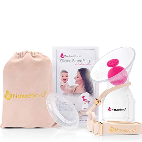 Book Cover NatureBond Silicone Breastfeeding Manual Breast Pump Milk Saver Suction. All-in-1 Pump Strap, Stopper, Cover Lid, Carry Pouch, Air-Tight Vacuum Sealed. BPA Free