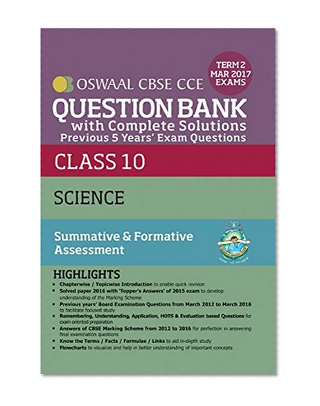 Oswaal CBSE CCE Question Bank With Complete Solutions For Class 10 Term II (October to March 2017) Science