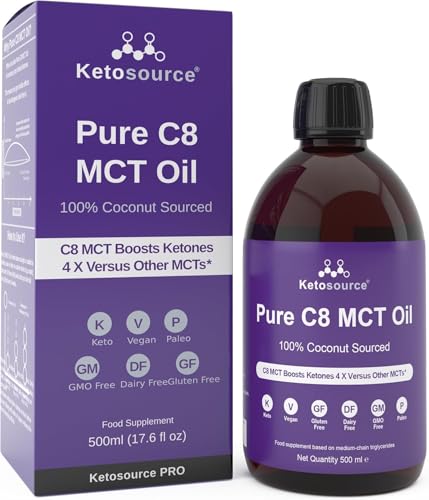 C8 MCT Huile Prime | Produit 3 X Plus de Cétone Que D'Autres Huiles MCT | Triglycérides D'Acide Caprylique Pur | Cétogène, Paleo & Végétalien | Bouteille en Plastique Sans BPA | Ketosource® (500ml)