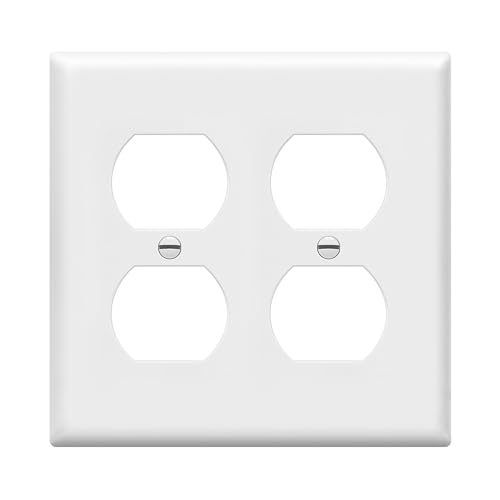 Enerlites 8822-W Duplex Receptacle Outlet Wall Plate, Standard Size 2-Gang, Polycarbonate Thermoplastic, White