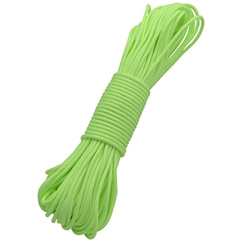 FerDIM Glow Paracord Rope 550, Reflective Parachute Cord 9 Strand 4mm Diameter Outdoor Survival Rope Glow in The Dark 100% Nylon 25ft 50ft 100ft 200ft Multi Color
