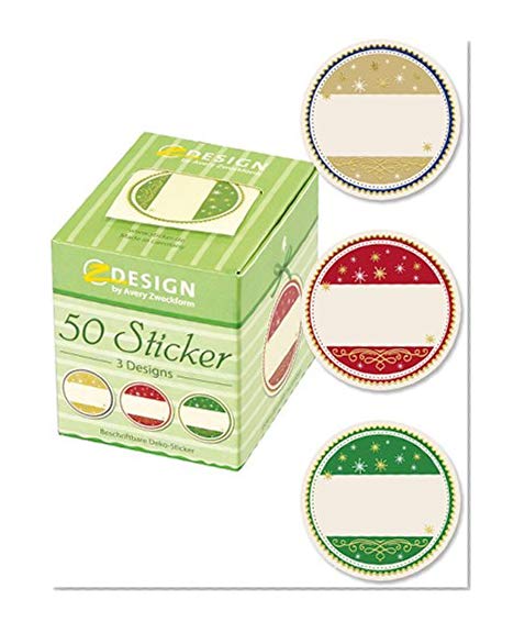 Avery - 56829 - Boîte de 50 Stickers Ronds - Motifs Noël