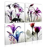 Natural art - 4 Panels Huge Modern Giclee Prints Artwork Multi Flowers Pictures Photo Paintings Print on Canvas Wall Art for Home Walls Decor Stretched and Framed Ready to Hang (12×12in×4pcs)
