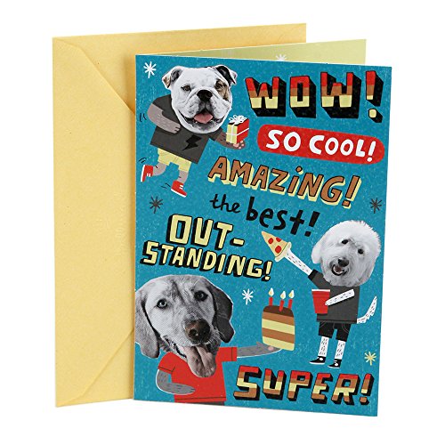 Hallmark Birthday Card for Kids with Stickers (Dog Party)