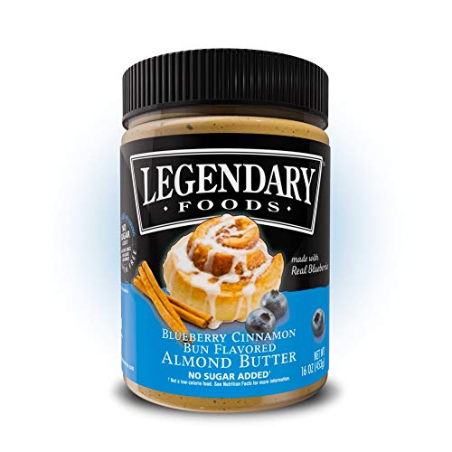 Book Cover Legendary Foods Almond Butter | Keto Diet Friendly, Low Carb, No Sugar Added, Vegan | Blueberry Cinnamon Bun (16oz Jar)