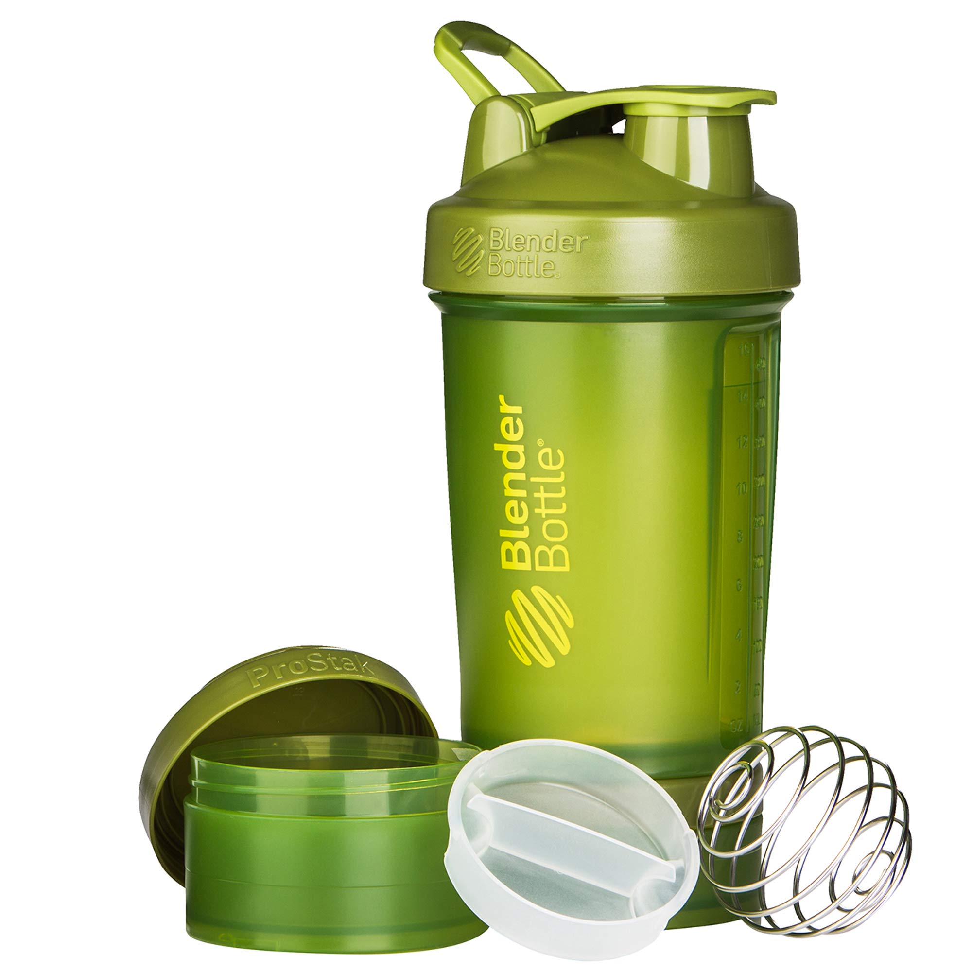 Book Cover BlenderBottle ProStak System with 22-Ounce Bottle and Twist n' Lock Storage, 22 oz, Moss Green