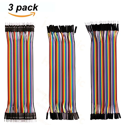 Book Cover Haitronic 120pcs 20cm Length Jumper Wire/Dupont Cable Multicolored(10 Color) 40pin M to F, 40pin M to M, 40pin F to F for Prototype Breadboard/Arduino/DIY/Raspberry Pi/Orange pi Robot Ribbon Cables