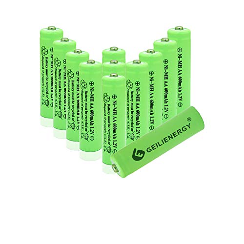 GEILIENERGY Ni-MH AA Rechargeable Batteries,Ni-MH AA 600mAh 1.2V Rechargeable Batteries for Solar Lights-12 Pack