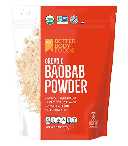 Book Cover BetterBody Foods Organic Baobab Powder with Electrolytes, Iron, and Vitamin C (6 oz.)