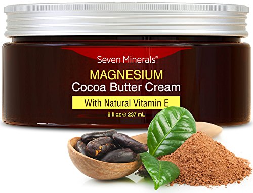 Book Cover NEW Magnesium Cream for Pain Calm, Leg Cramps, Sleep & Muscle Soreness. With Moisturizing Organic Cocoa Butter and Vitamin E. Our All Natural USA Made Creme is Safe for Kids