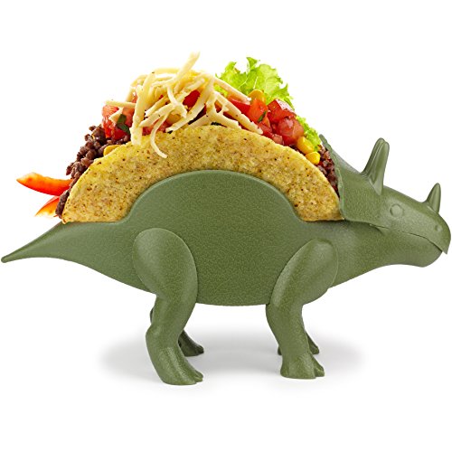 Book Cover Barbuzzo TriceraTaco Taco Holder - Ultimate Dinosaur Taco Stand Holds 2 Tacos, Top Rated Novelty Taco Holder